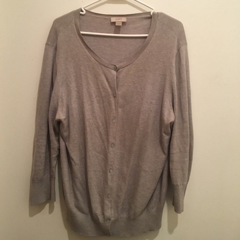 LOFT 3/4 Sleeve Gray Cardigan